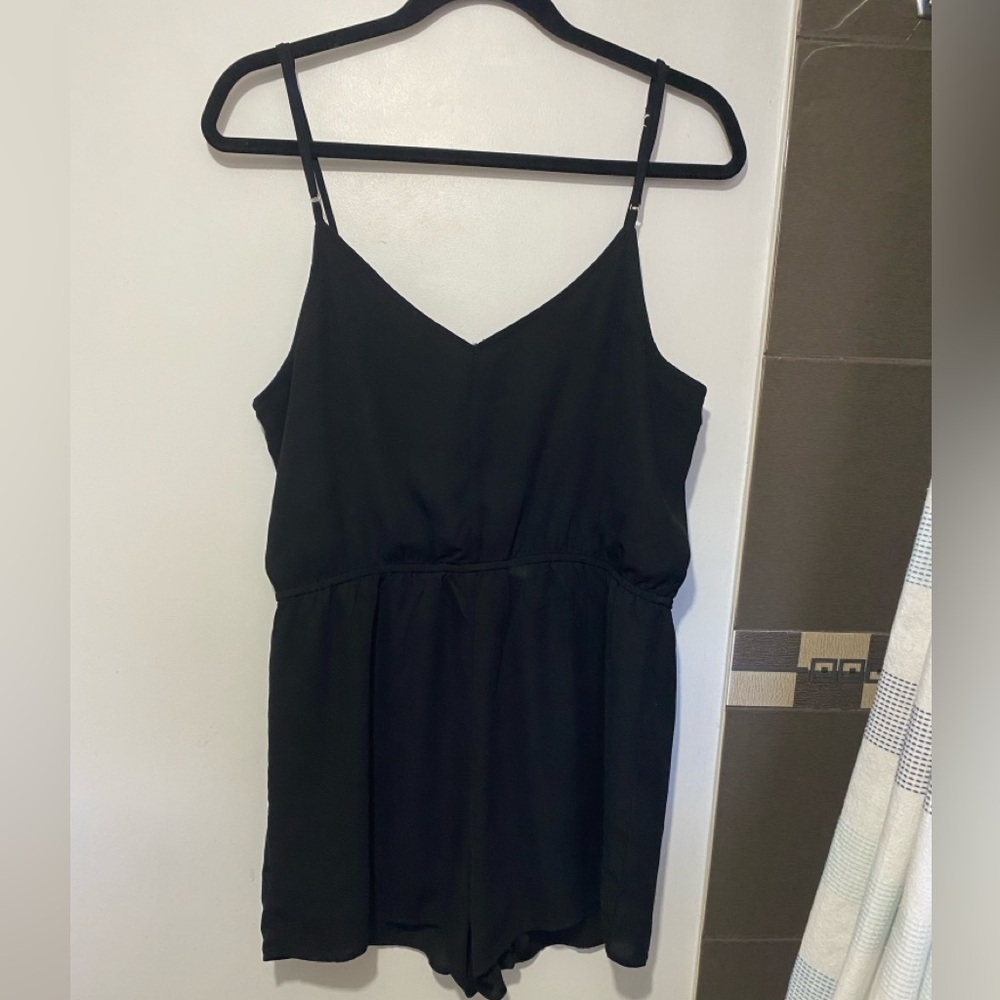 Black Skinny Strap Romper Size L